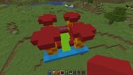 The tops of the checkboard pillars added to the bouncy house (Image via Minecraft)